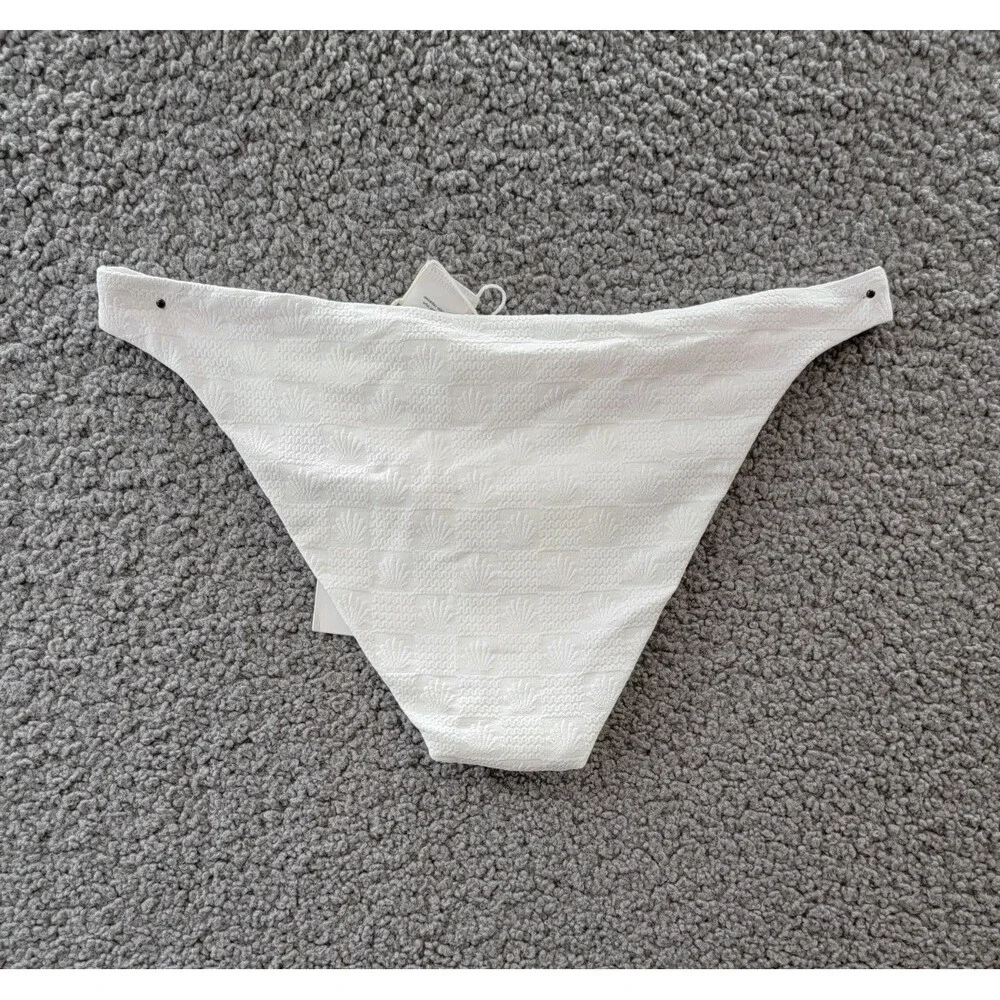 L*Space Camacho Classic Bikini Bottom Women's M White Elastic Waist Pull On